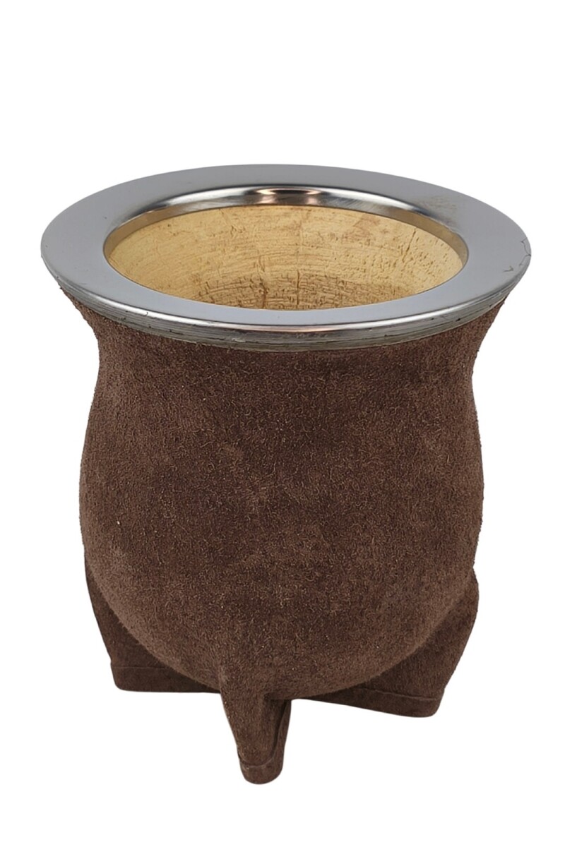 Mate calabaza camionero en pecarí acero grande Chocolate