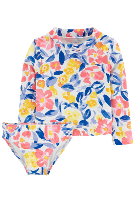 Traje de baño dos piezas con protección UPF 50+ diseño flores 0