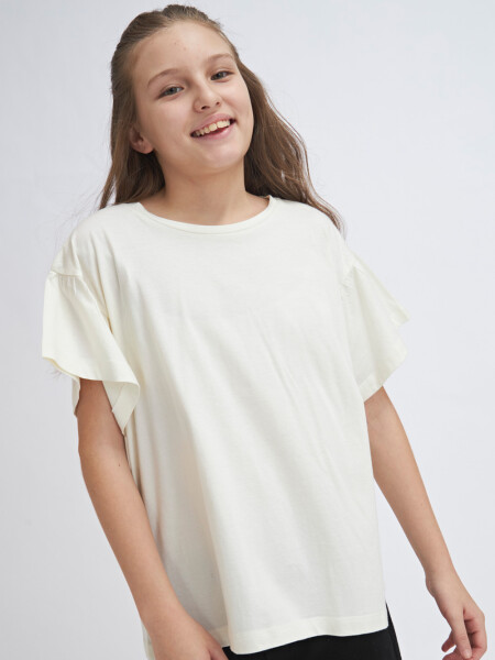 Camiseta manga corta volado Crudo