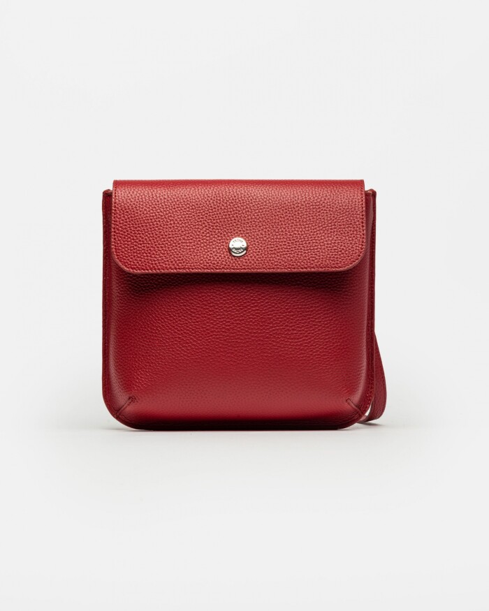 Morral Liana En Cuero Graneado Rojo