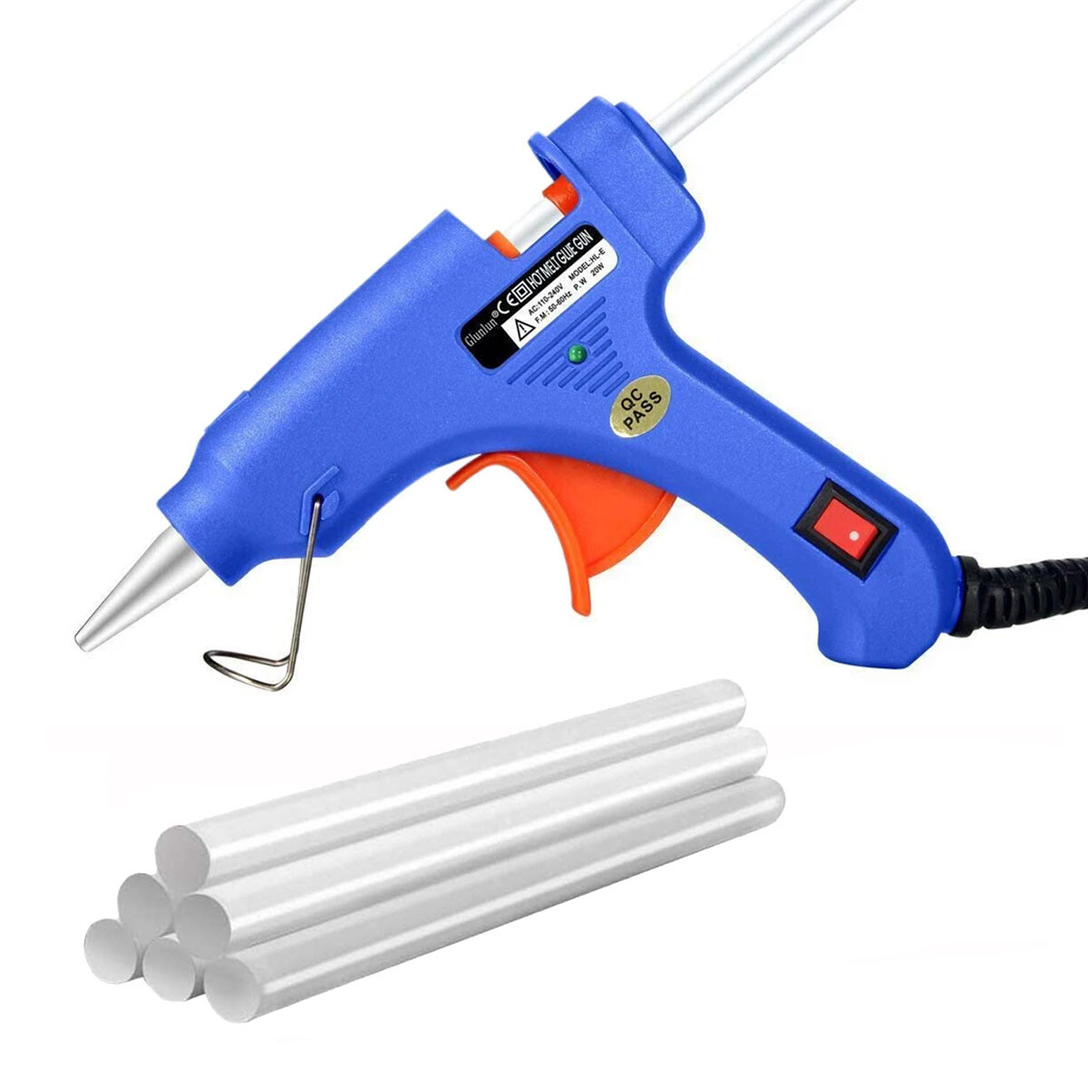Set Pistola de Silicona 80W + 6 Barras Silicona de 1.1x20cm - Azul 