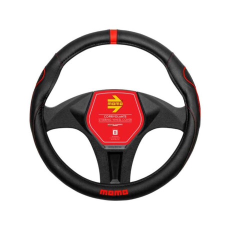 Cubrevolante Momo Auto Negro Y Rojo