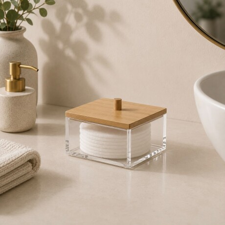 Organizador Acrílico Tapa Bambú Largo 9cm - Alto 5cm Organizador Acrílico Tapa Bambú Largo 9cm - Alto 5cm