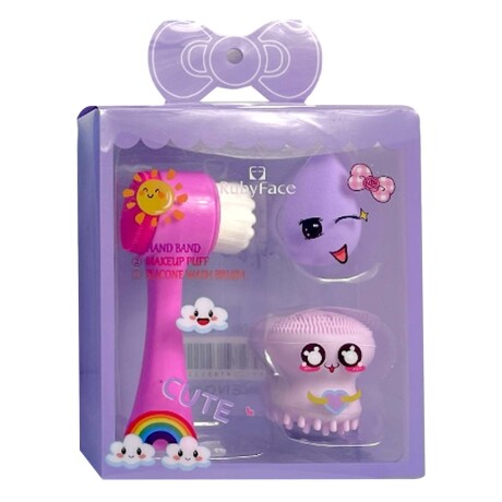 Set de limpieza Cuidado facial 3 piezas Maquillaje Violeta