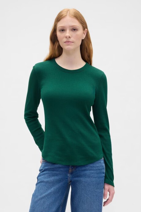 Remera Waffle Manga Larga Mujer Evergreen Glamour