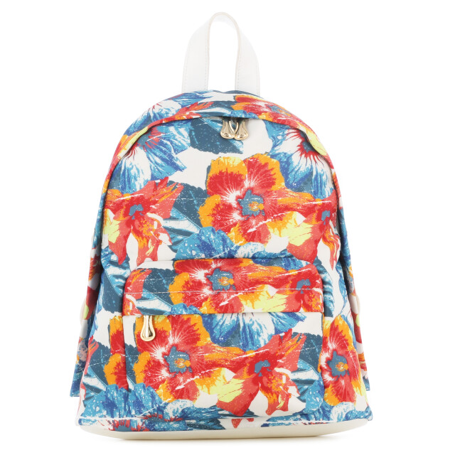 Mochila Miss Carol PAPAYA estampada Rojo - Blanco - Azul Marino