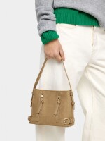 Bolso Bombonera Efecto Piel Con Hebillas taupe