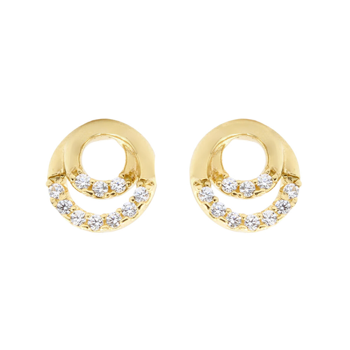 Caravanas Twin de oro amarillo 18k con circonias 