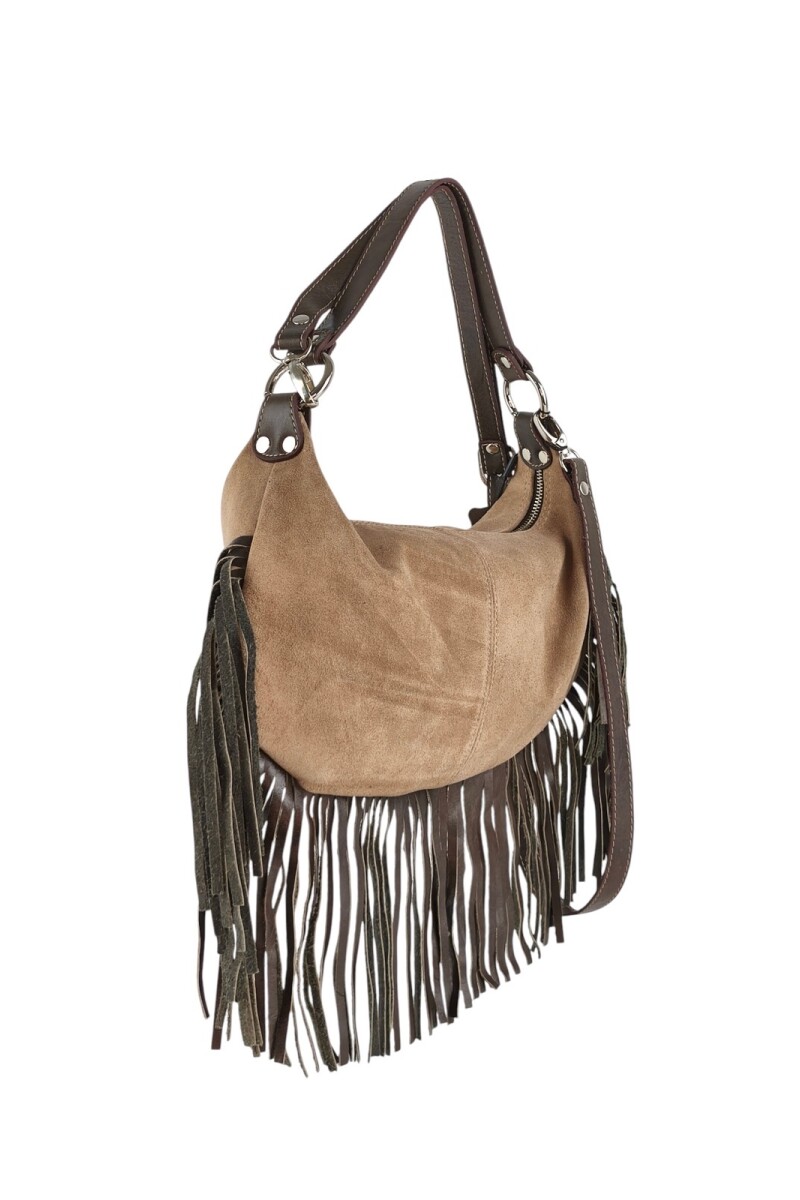 Cartera con flecos Tostado