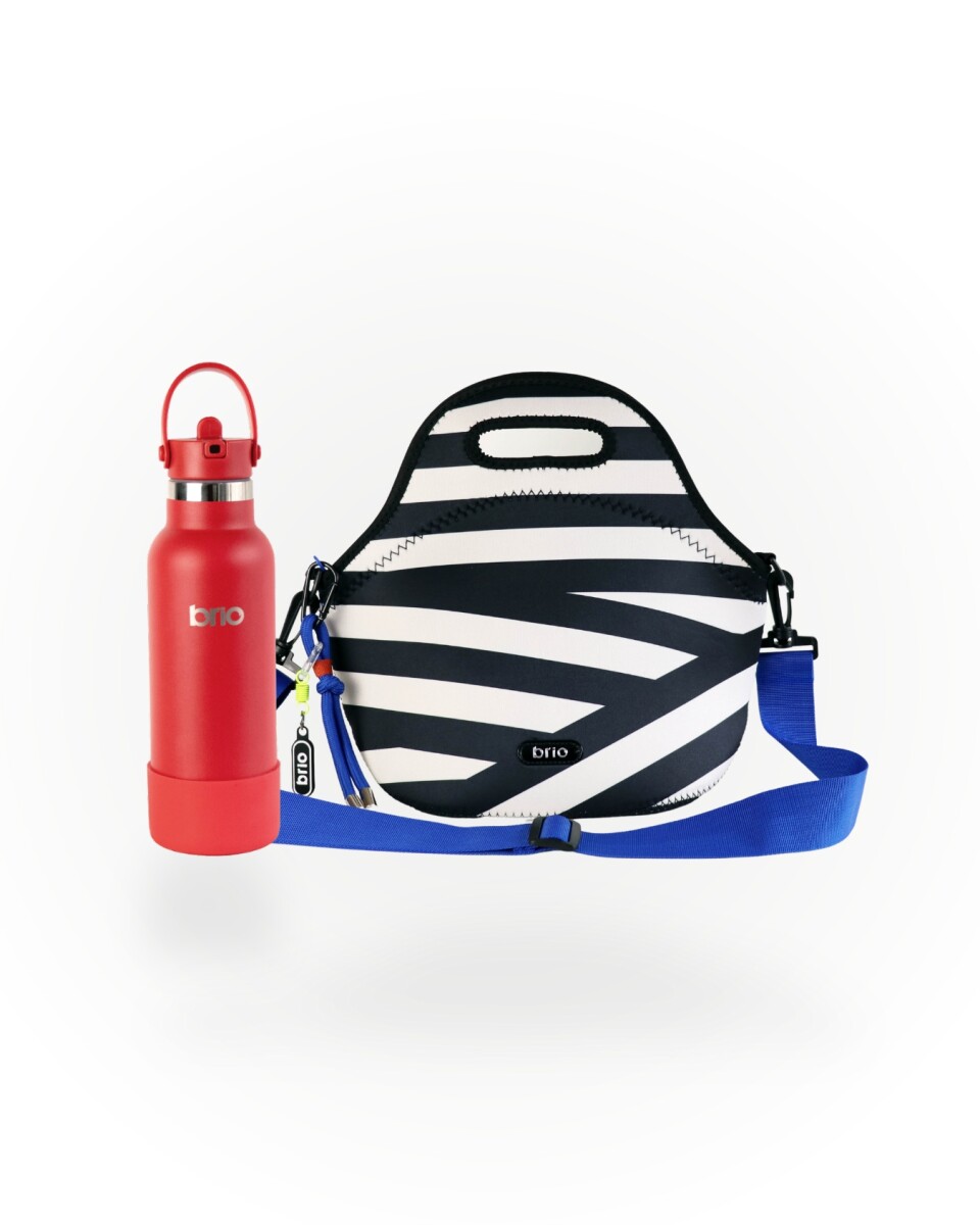 Set de lunchera Big de neopreno con correa ajustable y botella de acero inoxidable 500ml brio - set classic/rojo 