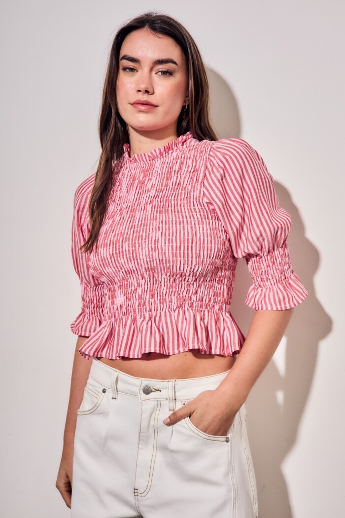 Blusa Rayada Rosa