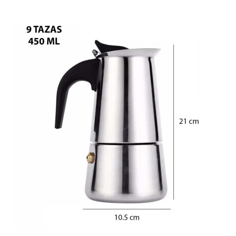 Set Cafetera Italiana + 6 Tazas 200Ml Vidrio y Acero Inox Plateado