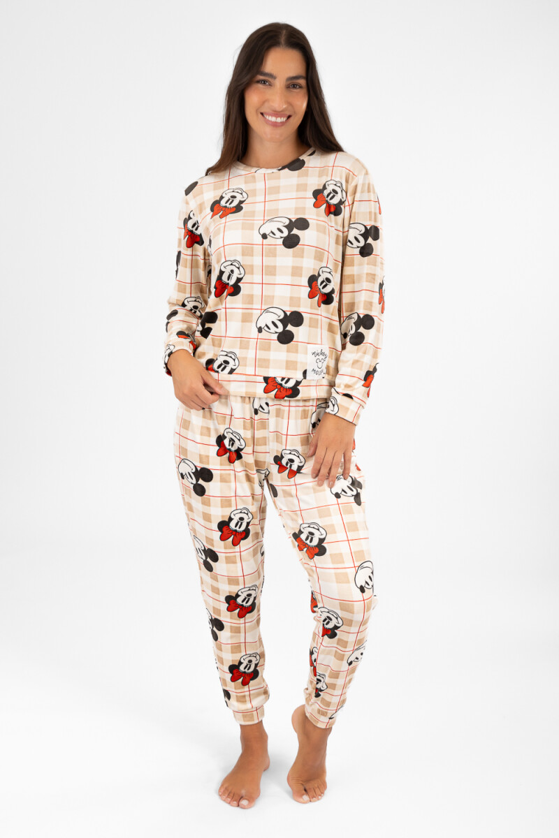 Pijama mickey velour Beige