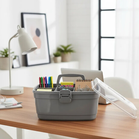 Caja Plástica Organizador Multiuso Mediano Bandeja Divisoria Celeste