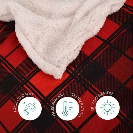 Frazada Reversible Polar Sherpa Cuadrille 150x200 Blanco Negro cuadrille