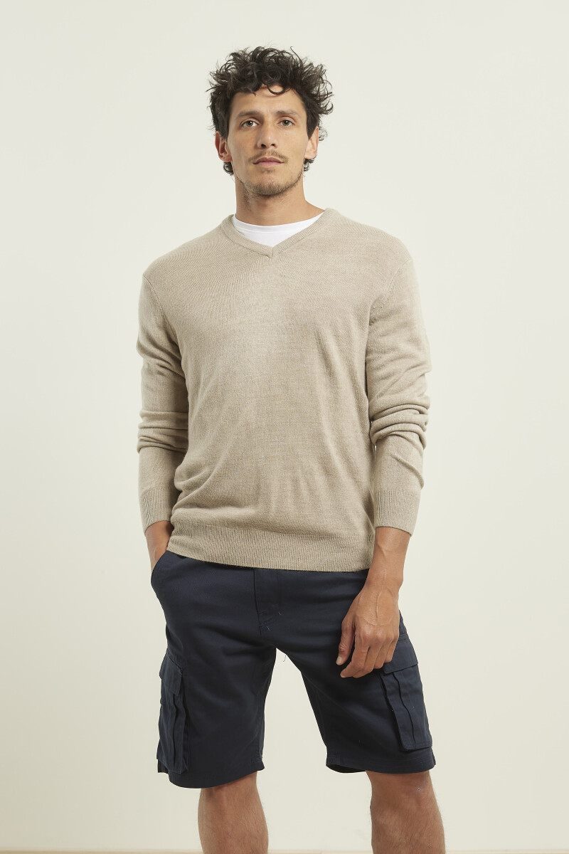 SWEATER V HARRINGTON URBAN - Beige Melange 