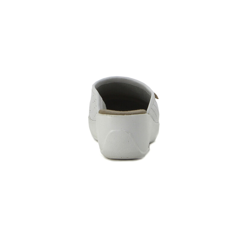Zueco Country de Mujer Calado Cuero Blanco