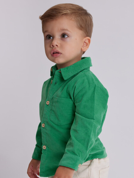 Camisa manga larga de pana Verde