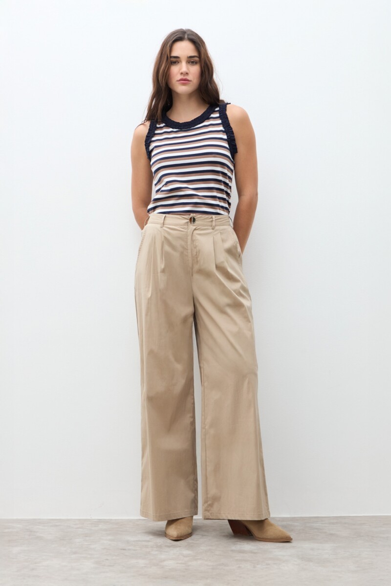 Pantalón pinzado beige
