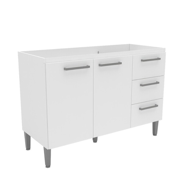 BAJO MESADA DE COCINA BLANCO 2 PUERTAS Y 3 CAJONES 1200 MM Bajo Mesada De Cocina Blanco 2 Puertas Y 3 Cajones 1200 Mm