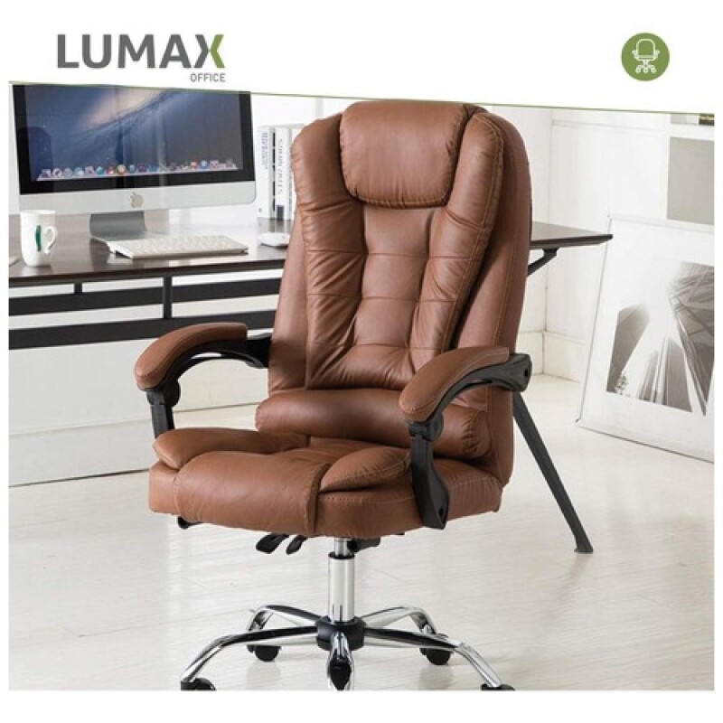 Silla Ejecutiva Lumax Miles En Cuero Con Inclinación Ergonómica Y Ajuste De Bloqueo Marrón