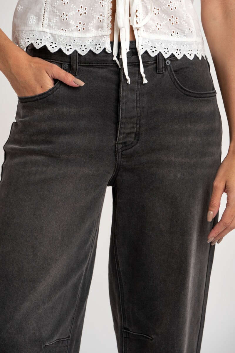 Jean Baggy Barrel Denim Gris