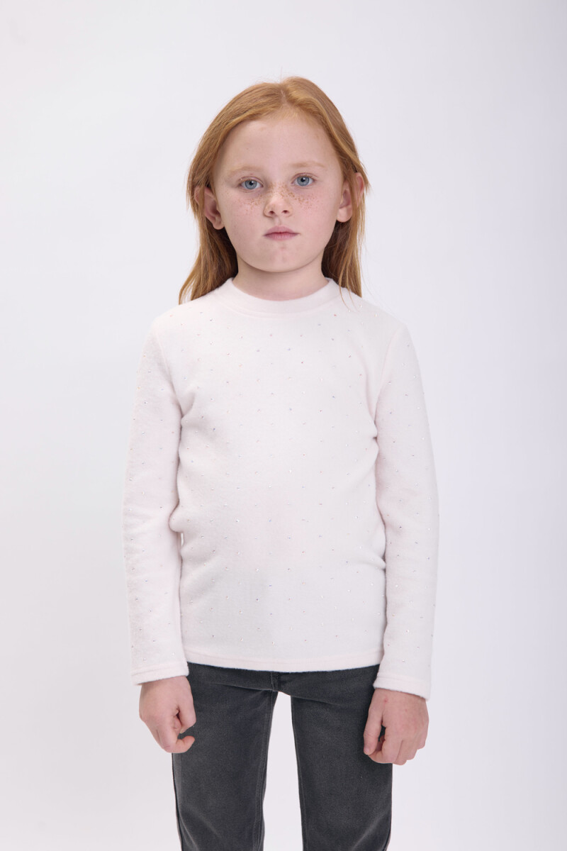 Remera lanilla strass Crudo