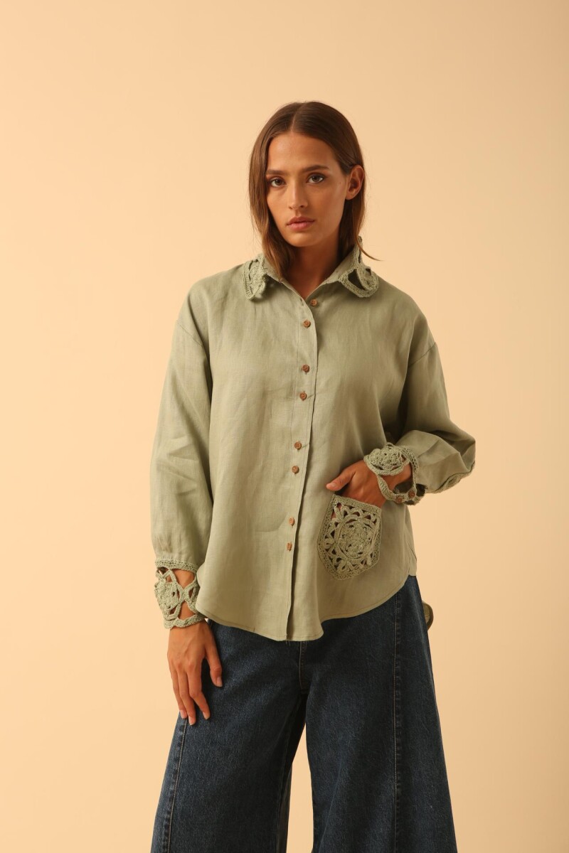 Camisa Crochet Verde menta