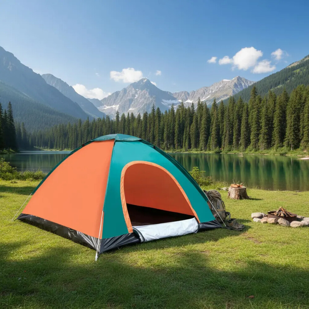 Carpa Iglú De Camping Para 4 Personas VERDE Y NARANJA