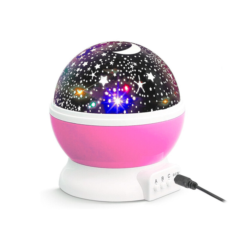 Lampara veladora giratoria proyector led Estrellas Usb Rosa Lampara veladora giratoria proyector led Estrellas Usb Rosa