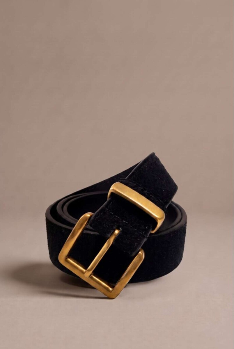 Cinto Cuero Hebilla Cuadrada - Negro 