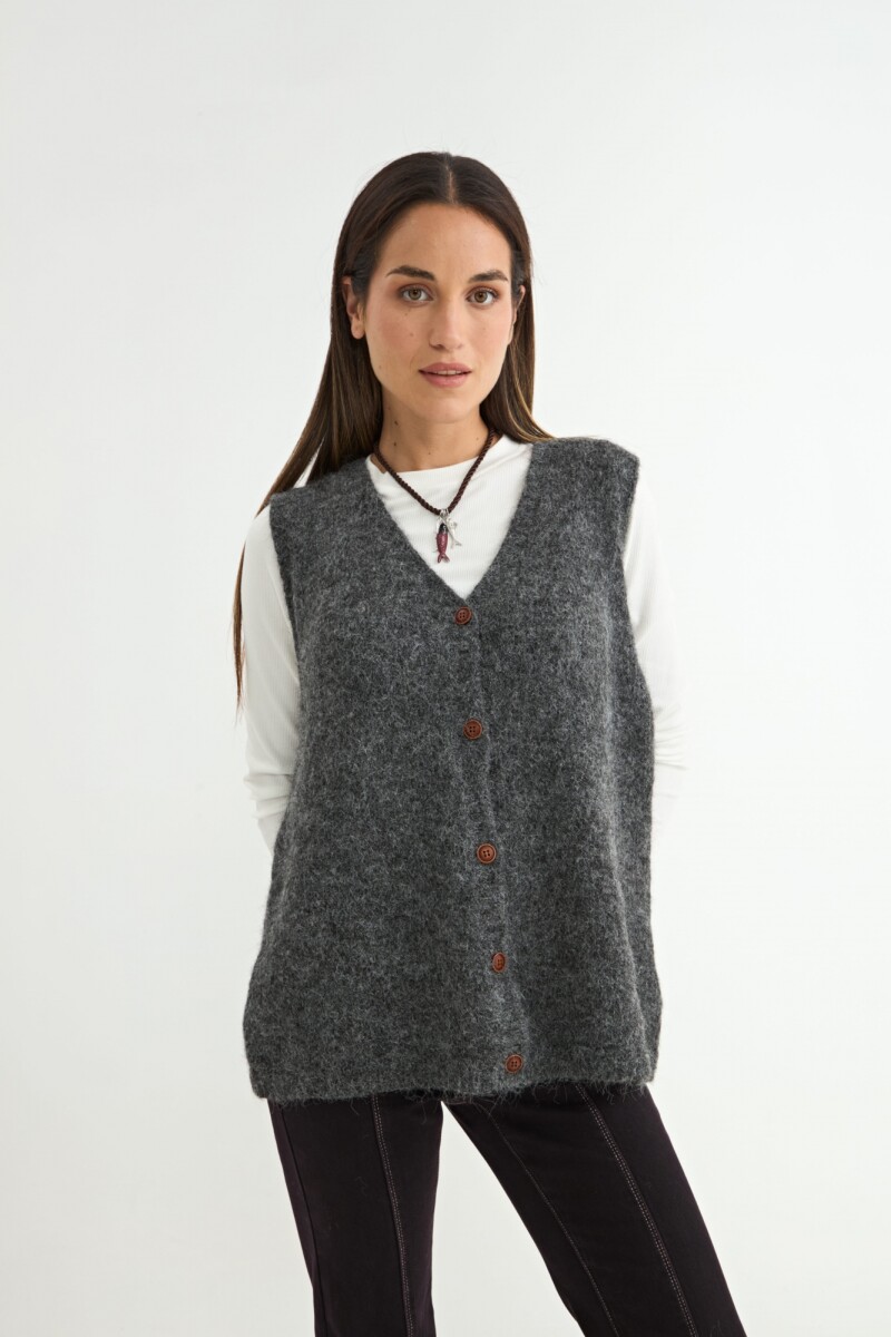CHALECO TEJIDO CYNARA - GRIS OSCURO 