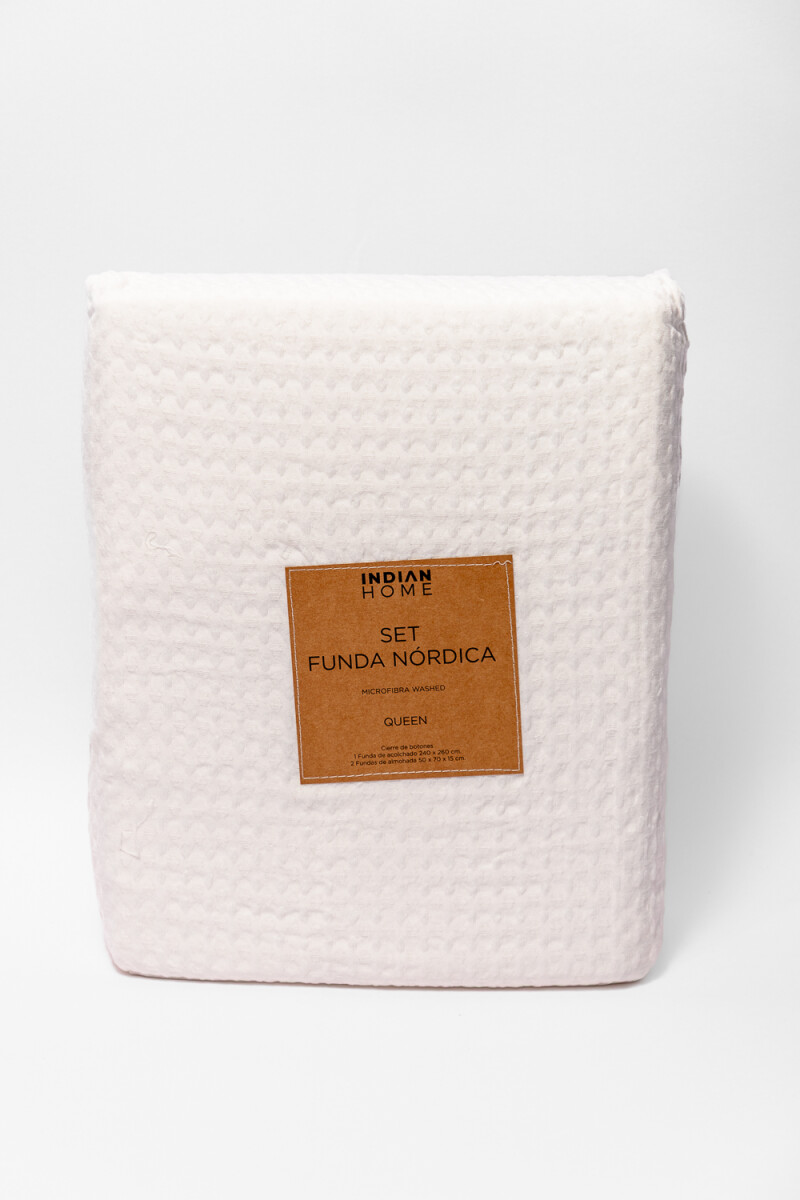 Funda Nórdica 2 Plazas Queen Microfibra Washed - Blanco 