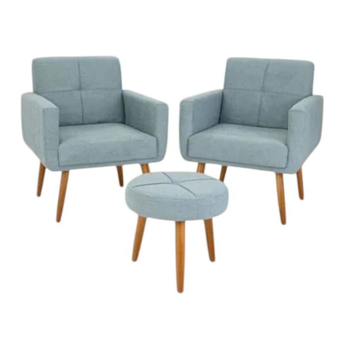CONJUNTO 2 POLTRONAS + PUFF ORLEANS - VARIOS COLORES 