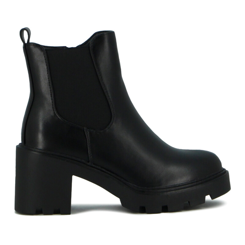 Darkness Bota De Dama Caña Baja Taco Cuadrado C/ Elast - Negro Negro