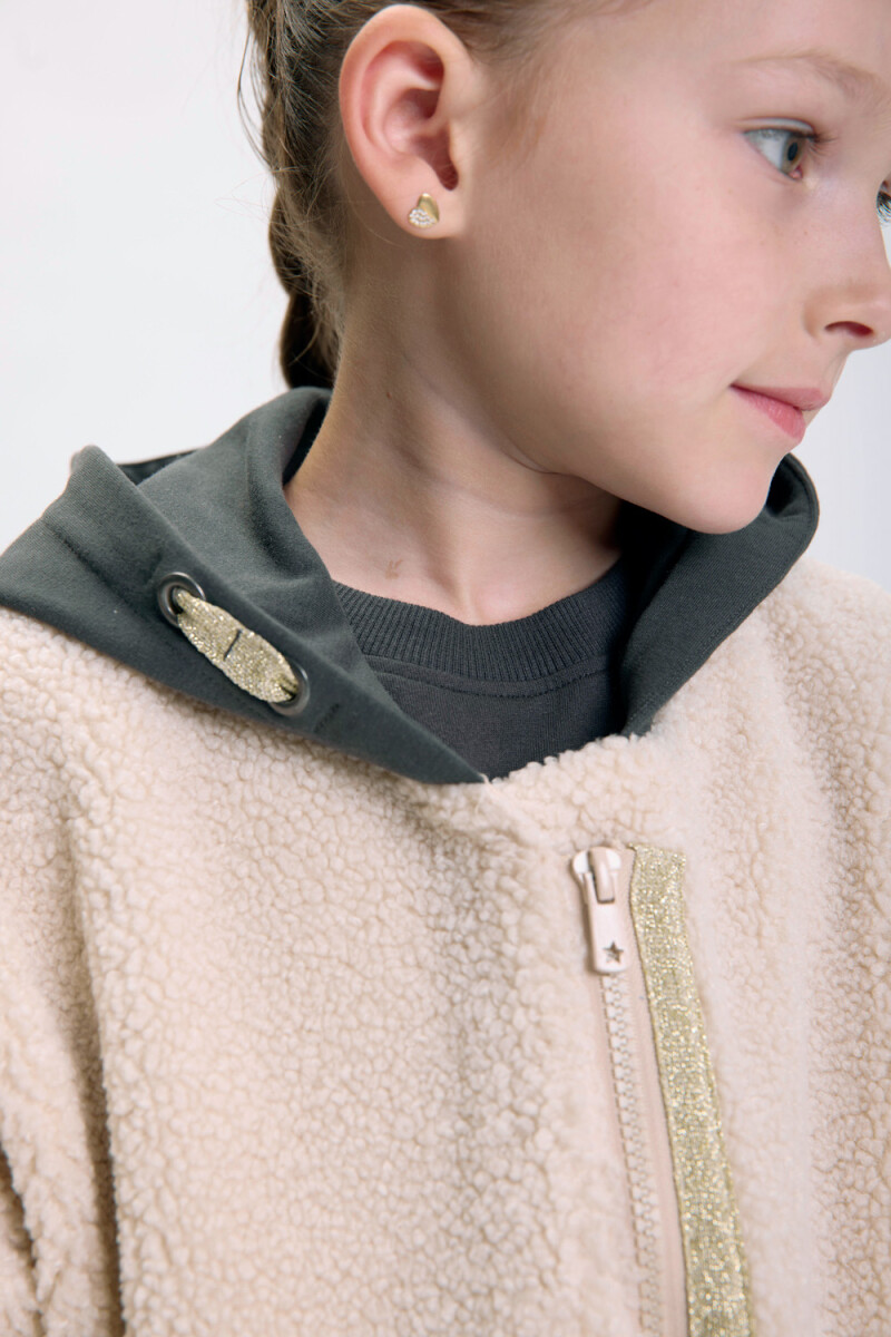 Campera sherpa larga Beige