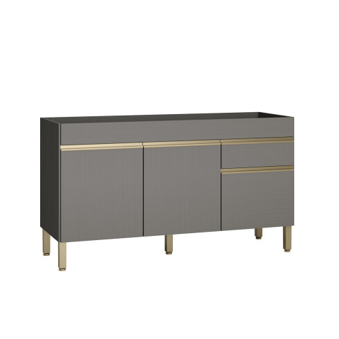 Modulo Bajo Mesada Sin Tapa Tres Puertas De 150 cms. Gris GAMAS DE GRIS