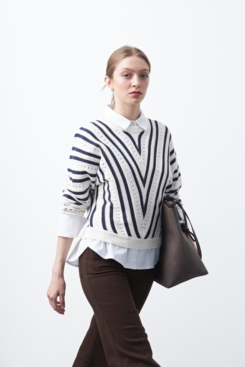 SWEATER COIMBRA - Blanco/Azul 