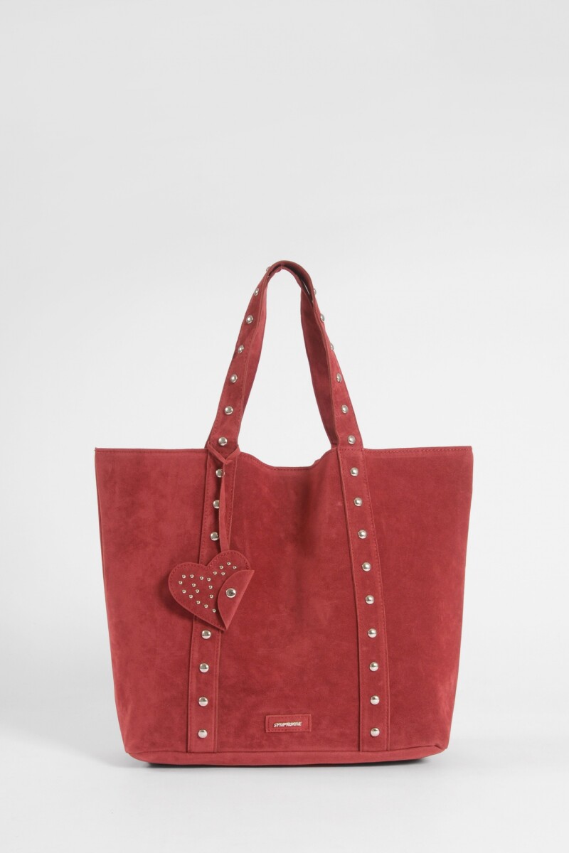 Shopper suede con tachas rojo