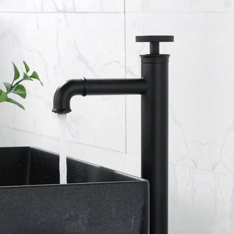 Lavatorio Monocomando Alto Industrial Negro Mate Incl Valv Popup NEGRO