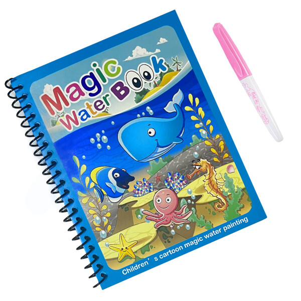 Libro Mágico Colorear Agua Infantil Arte Marcador Sin Mancha Variante Color Celeste