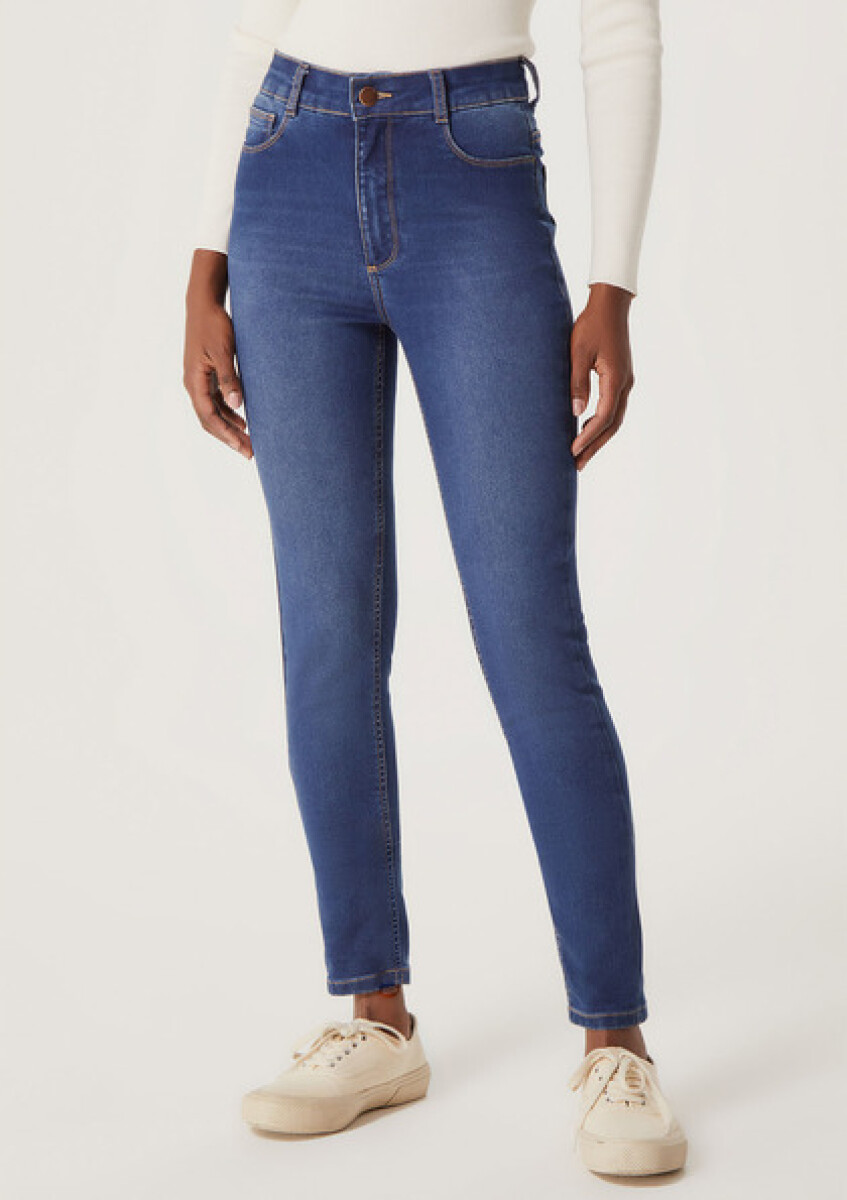 CALCA SUPER SKINNY FEM - AZUL CARIBE/CHUMBO/BLANCO 