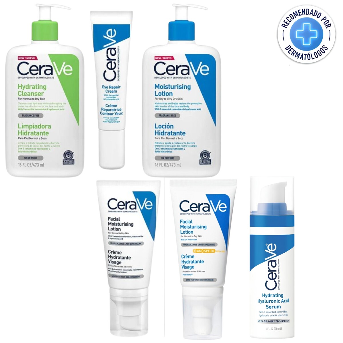 Pack CeraVe Rutina Facial completa SPF 30 + Loción Corporal 