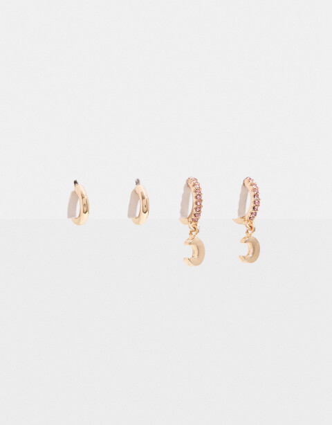 Aros Argollas Set Strass Set De Argollas "dream Big" - Dorado