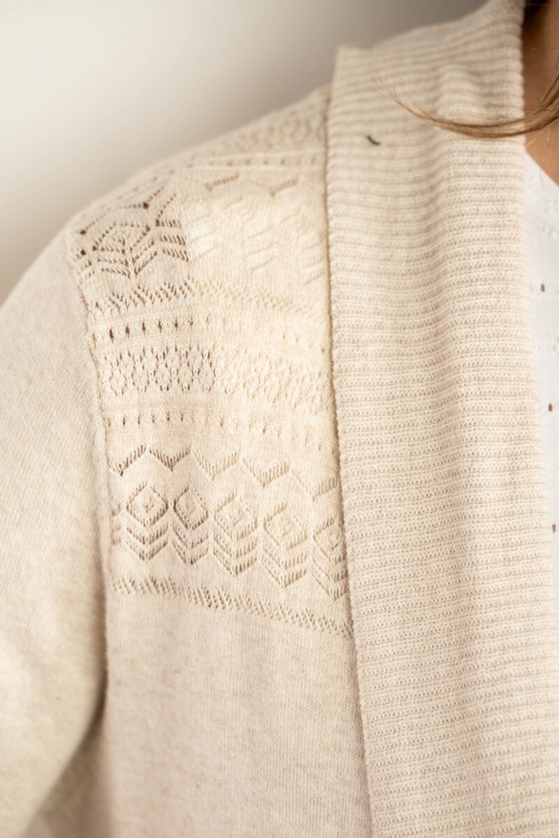 Cardigan C/solapa Algodón Elastano Beige Melange