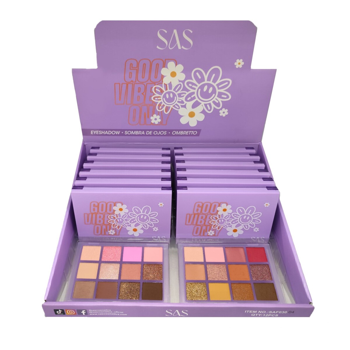 SAS Paleta de sombras matte y satinadas 12 colores - Sas Paleta De Sombras Matte Y Satinadas 12 Colores 