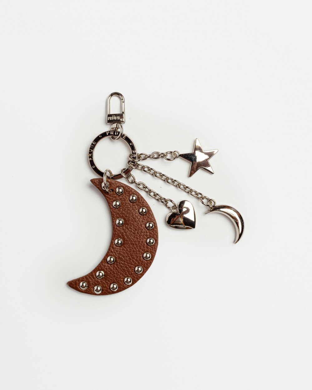 Llavero Starry Night En Cuero Graneado Tabaco