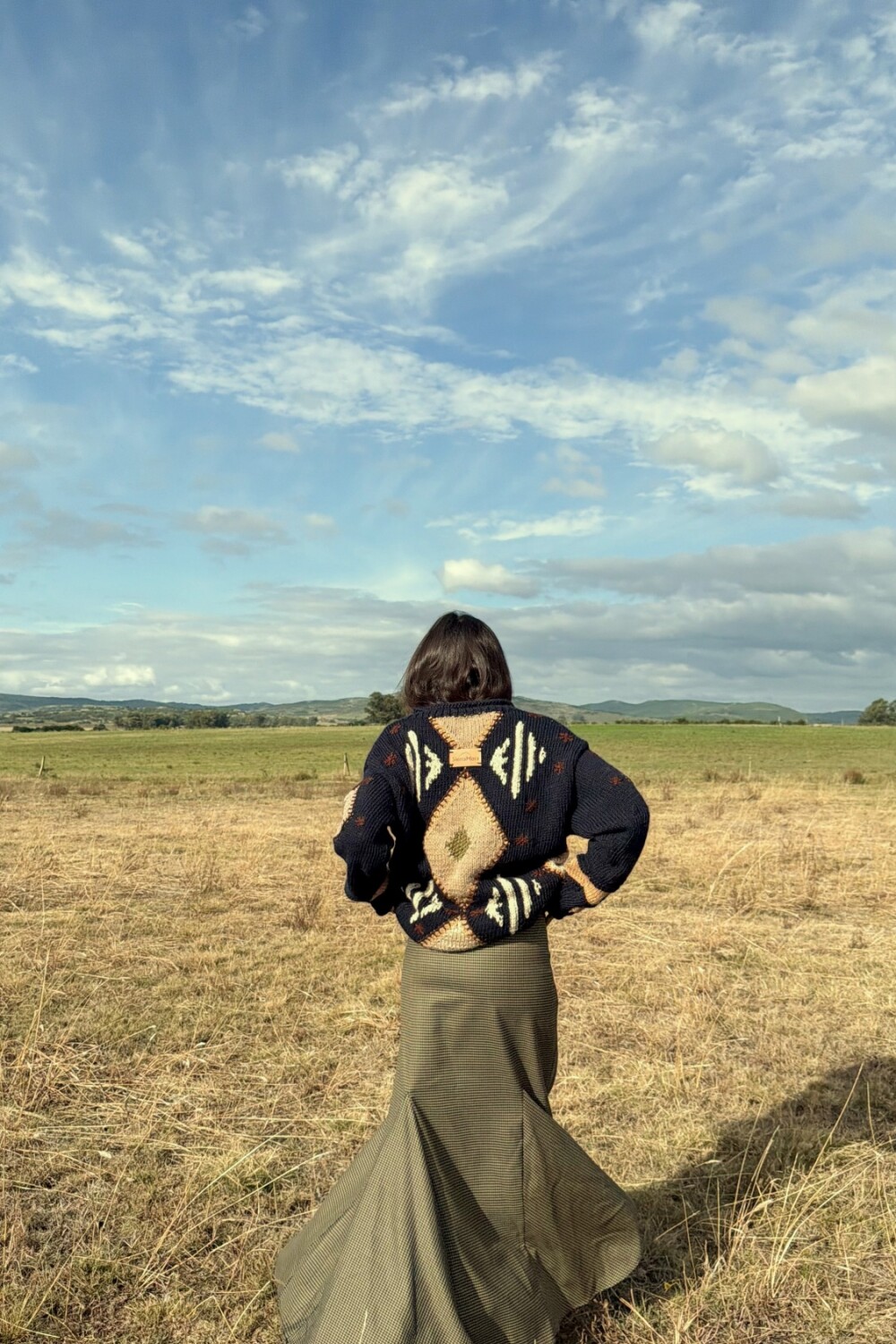 Long Scottish Skirt Verde / Beige