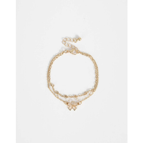 Pulsera Flexible Layer Flor Dorado