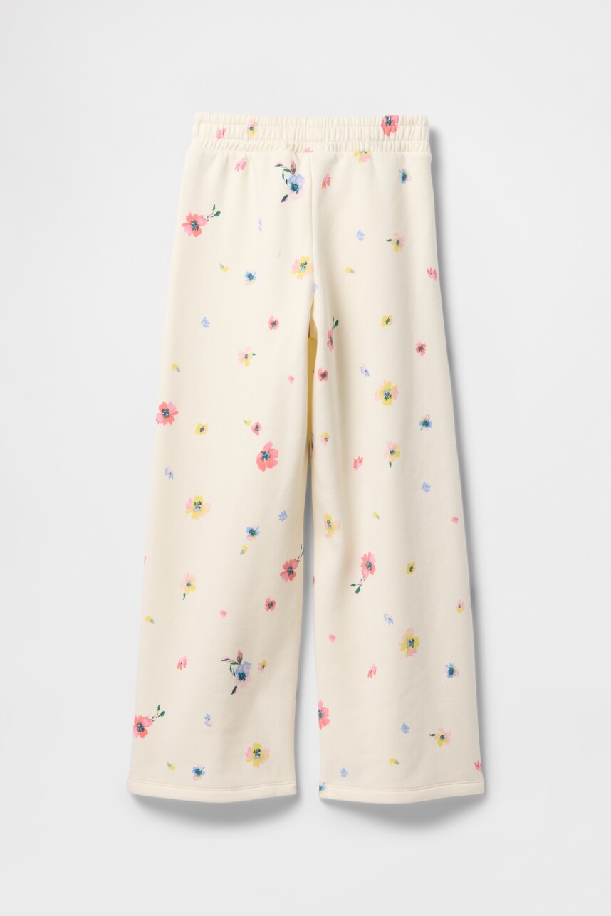 Pantalón Deportivo Wide Leg Logo Gap Niña White Floral Print